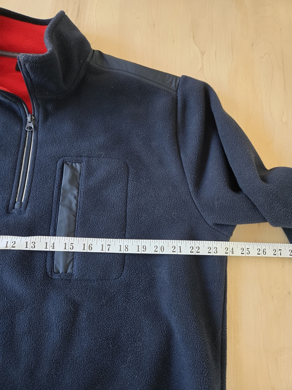 Brooks Brothers Navy Quarter-Zip Fleece with Red Inner Collar - Picture 5 of 8